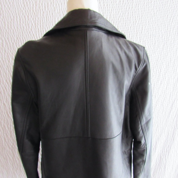 Y2K Lamb Leather Sleek Black Jacket Womens 7/8 S Patchwork Design Express - Picture 15 of 16
